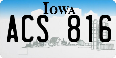 IA license plate ACS816