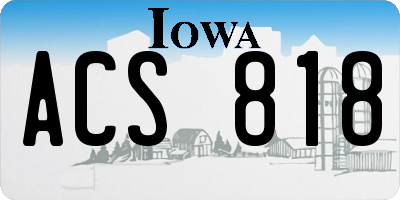 IA license plate ACS818