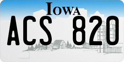 IA license plate ACS820