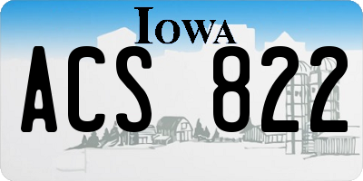 IA license plate ACS822