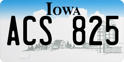IA license plate ACS825