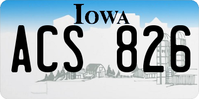 IA license plate ACS826