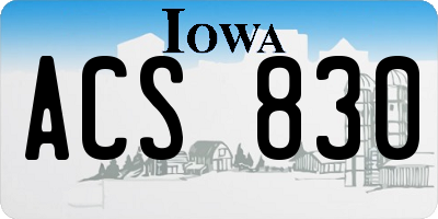 IA license plate ACS830