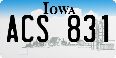 IA license plate ACS831