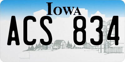 IA license plate ACS834