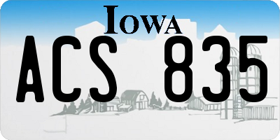 IA license plate ACS835