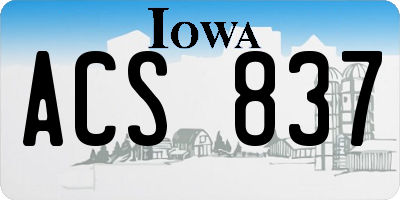 IA license plate ACS837