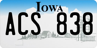 IA license plate ACS838