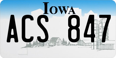 IA license plate ACS847