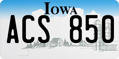 IA license plate ACS850