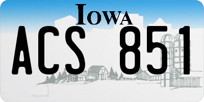 IA license plate ACS851