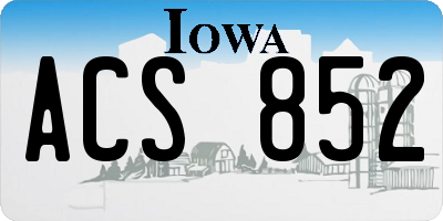 IA license plate ACS852