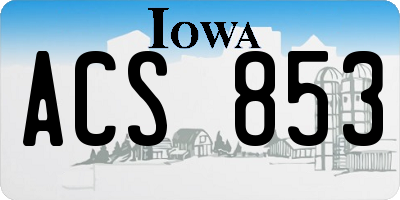 IA license plate ACS853