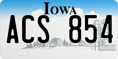 IA license plate ACS854