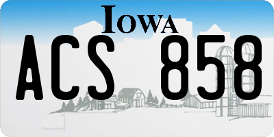 IA license plate ACS858