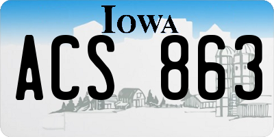 IA license plate ACS863