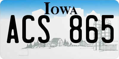 IA license plate ACS865