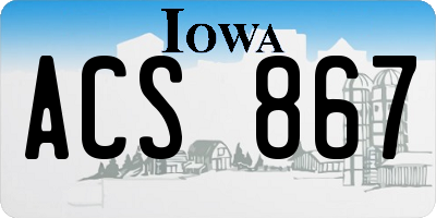 IA license plate ACS867
