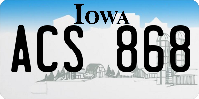 IA license plate ACS868