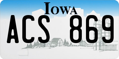 IA license plate ACS869