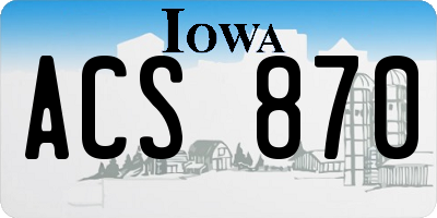 IA license plate ACS870