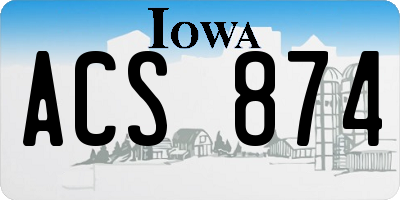 IA license plate ACS874