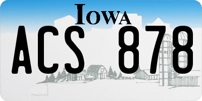 IA license plate ACS878