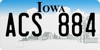 IA license plate ACS884