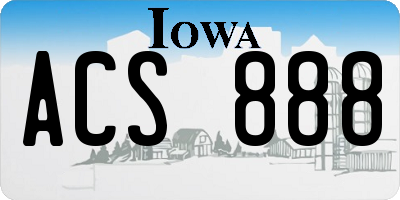 IA license plate ACS888