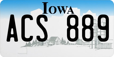 IA license plate ACS889