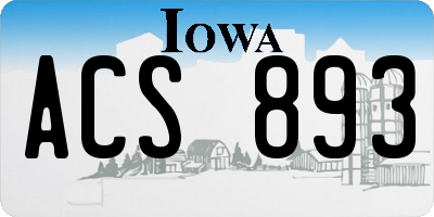 IA license plate ACS893