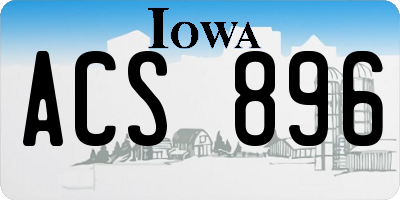 IA license plate ACS896