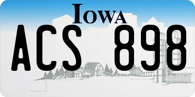IA license plate ACS898