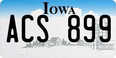 IA license plate ACS899