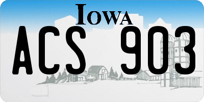 IA license plate ACS903