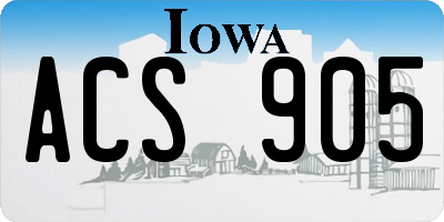 IA license plate ACS905