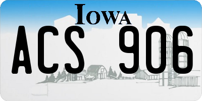 IA license plate ACS906