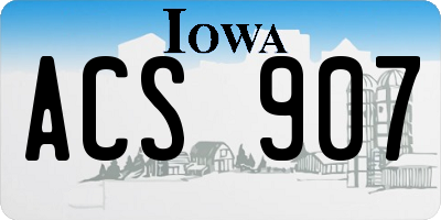 IA license plate ACS907