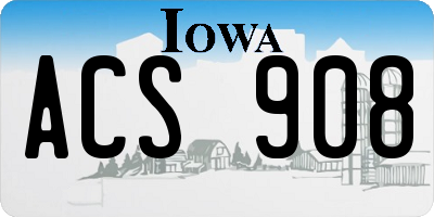 IA license plate ACS908