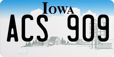 IA license plate ACS909