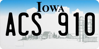 IA license plate ACS910