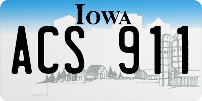 IA license plate ACS911