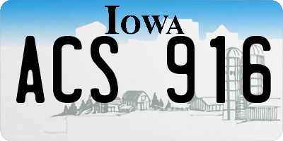 IA license plate ACS916