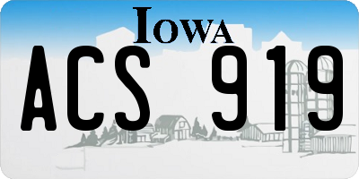 IA license plate ACS919