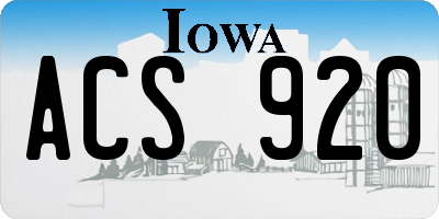IA license plate ACS920