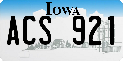 IA license plate ACS921
