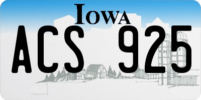 IA license plate ACS925