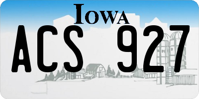 IA license plate ACS927