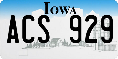 IA license plate ACS929