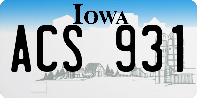 IA license plate ACS931